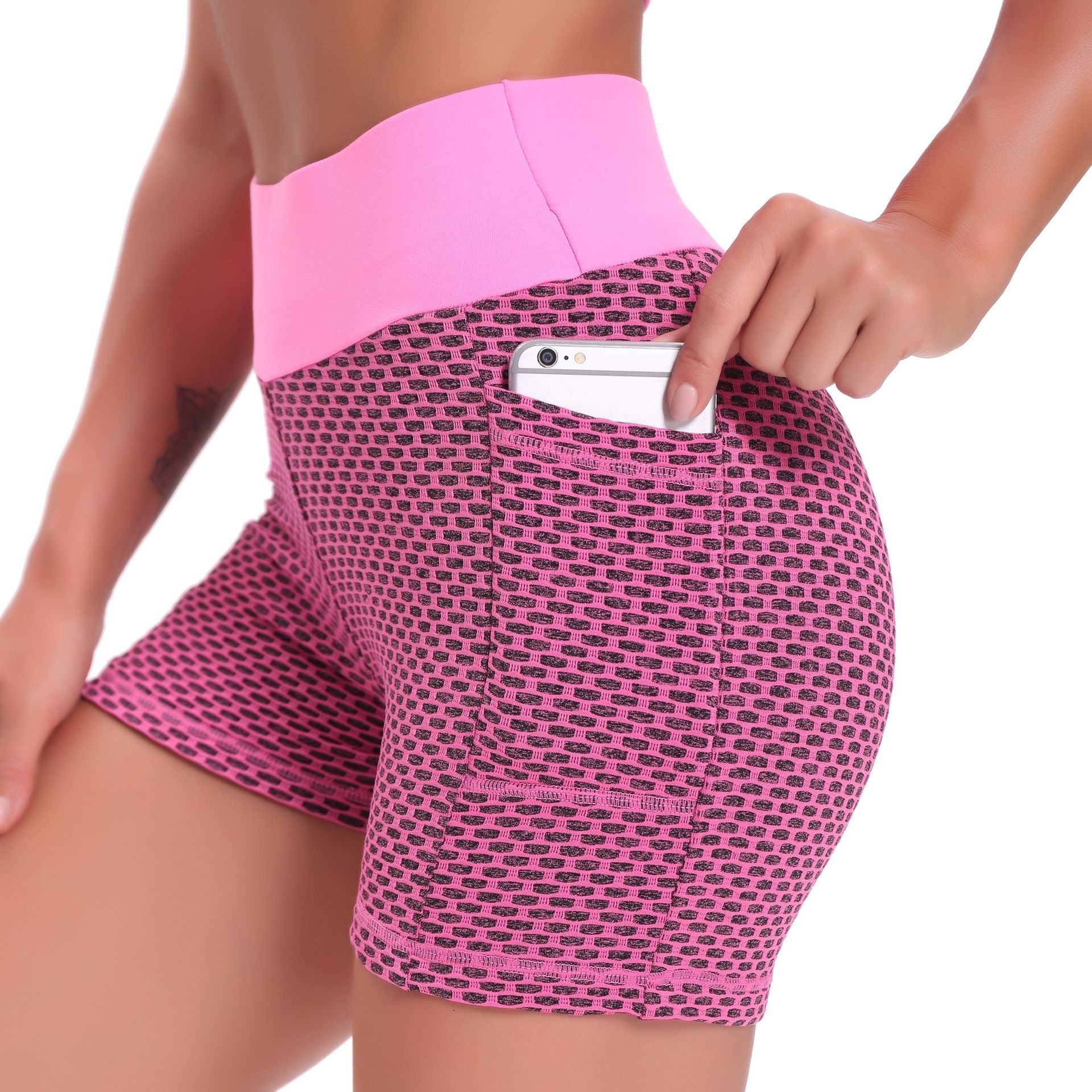 FlexFit™ | Atemberaubende Hohe Taille Jacquard Yoga Shorts für Damen, Hebend & Komfortabel
