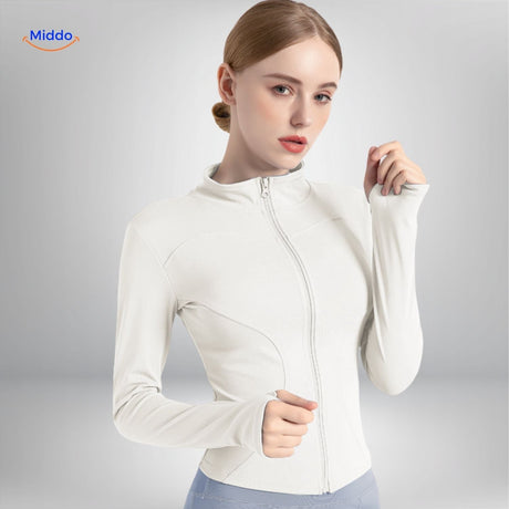 Flexifit Pro Yoga-Jacke Weiß mit verfeinerter Verarbeitung