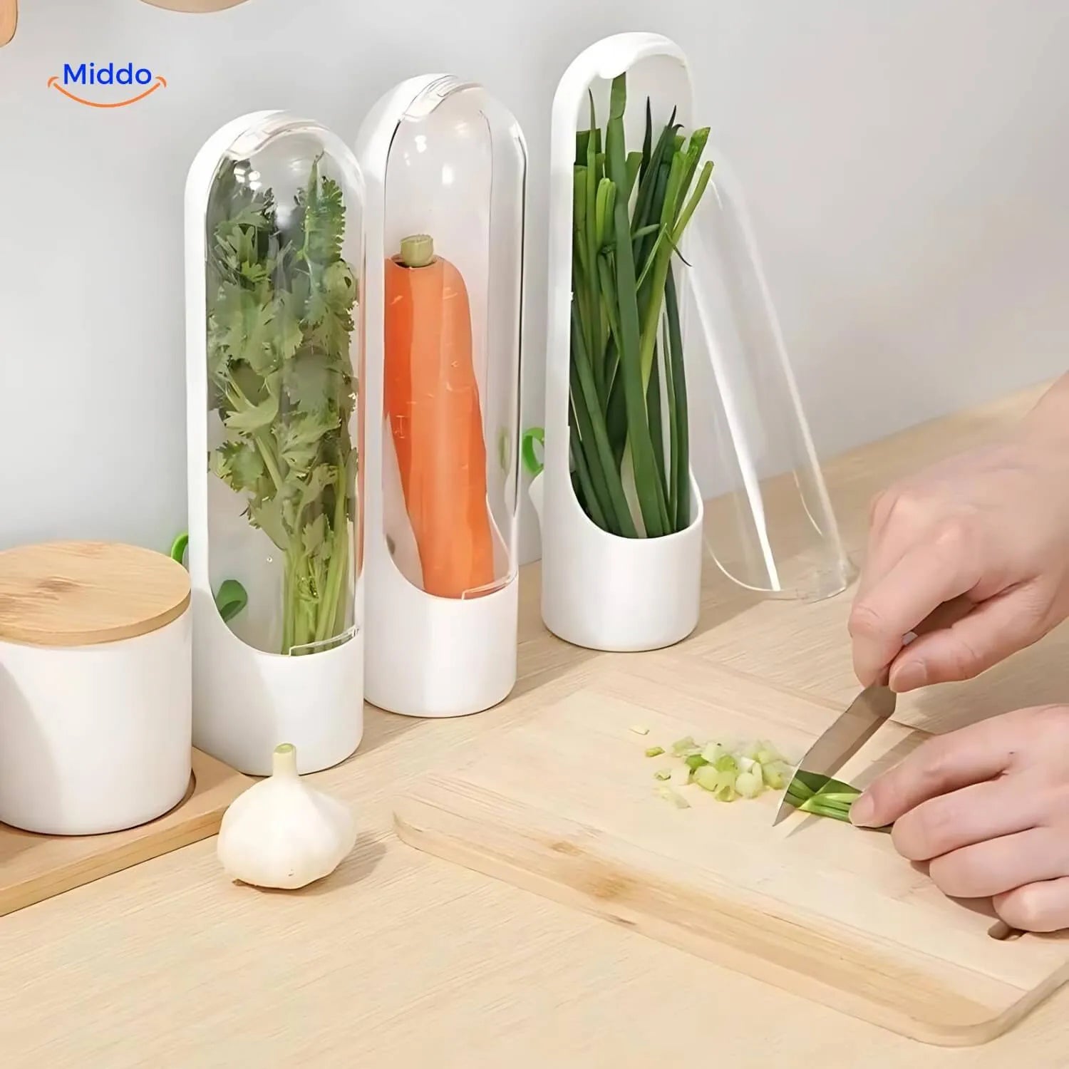 Freshherbkeeper™ Kühlschrank Kräuteraufbewahrung in einer Küche