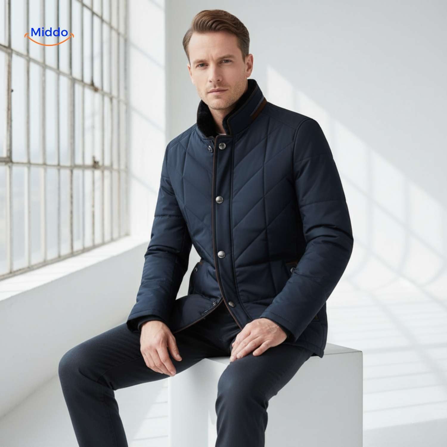 Froston Herrenjacke - Bequeme, blaue, wattierte Jacke für entspannte Tage. Besuchen Sie uns auf www.middo.de!