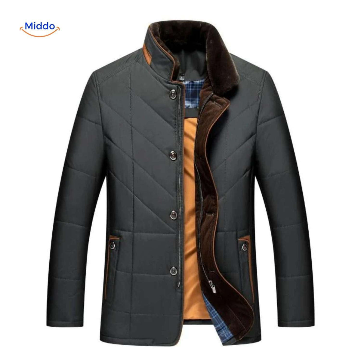 Froston-Jacke in Schwarz mit braunen Akzenten und wärmender Innenausstattung – jetzt auf www.middo.de entdecken!