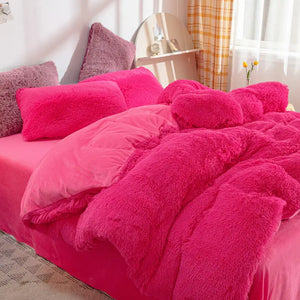 Teddy Fluffy Fleece-Bettwäsche in Fuchsia
