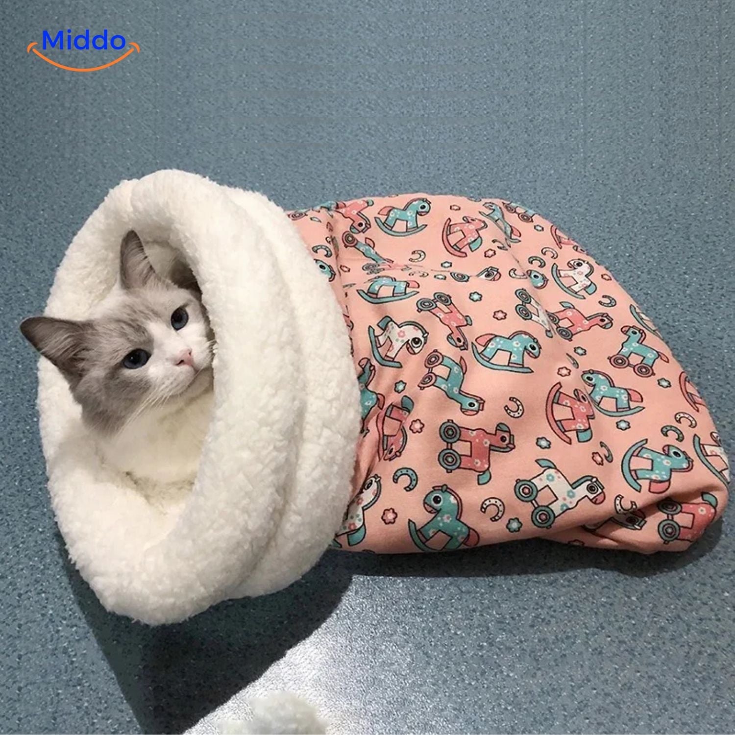 furhaven kuscheliges Katzenbett grün und grau Set middo.nl