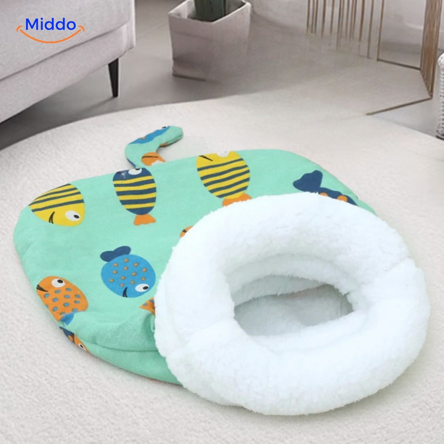 furhaven kuscheliges Katzenbett mit Katze innen middo.de