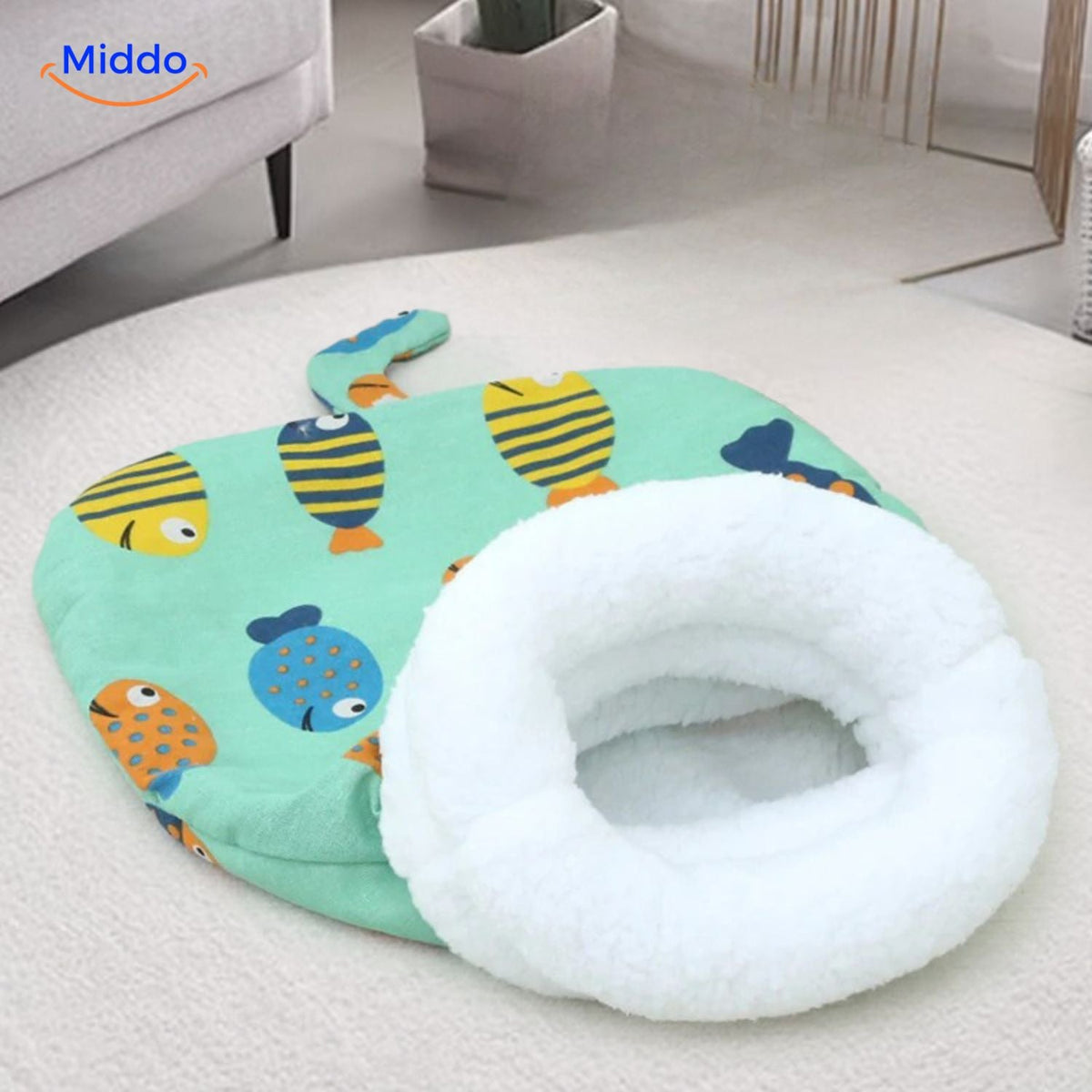 furhaven kuscheliges Katzenbett mit Katze innen middo.de