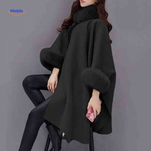 Furina Capejacke Damen-Poncho mit schwarzem Pelzkragen - Jetzt bei www.middo.de entdecken!
