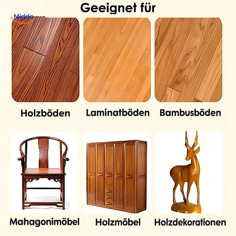 Beispiele für Holz-, Laminat- und Bambusböden, Möbel und Holzdekorationen