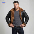 furvexo Jacke Modell trägt Jacke mit breitem Kragen und Futter