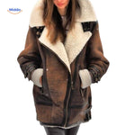 Furvia Damenmantel aus warmem Kunstfell - Lange Jacke in Braun | www.middo.de