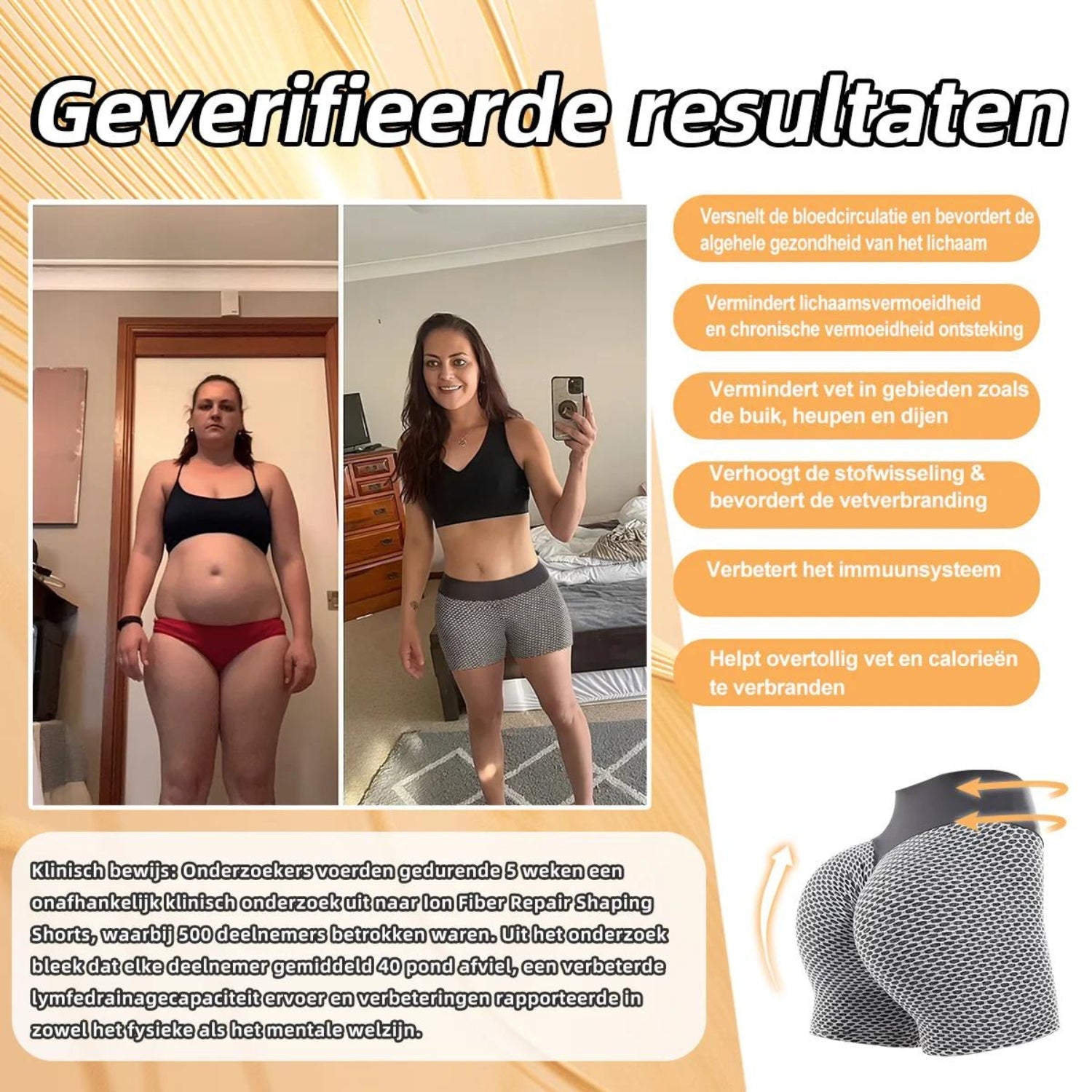 Geverifieerde Ergebnisse der IceSilk™ Shaping Shorts vorher und nachher