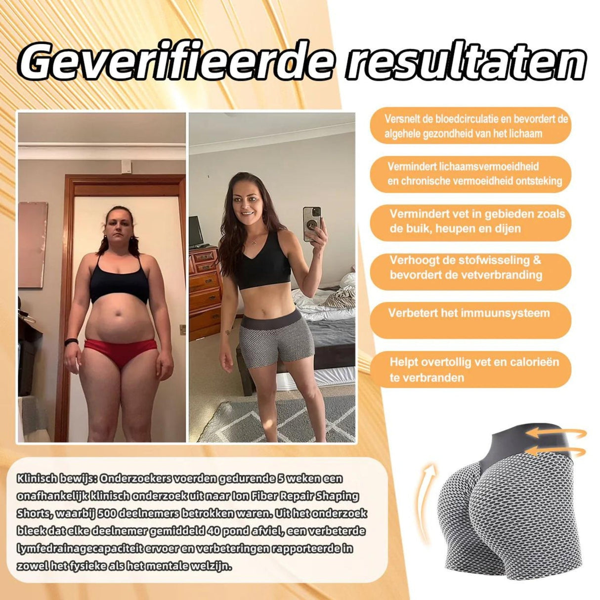 Verifizierte Ergebnisse der IceSilk™ Shaping Shorts vorher und nachher
