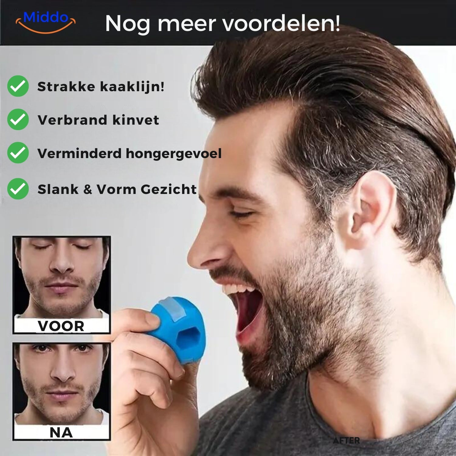 Vorteile des KaakMaster Pro Kiefertrainers für eine straffere Kinnlinie.