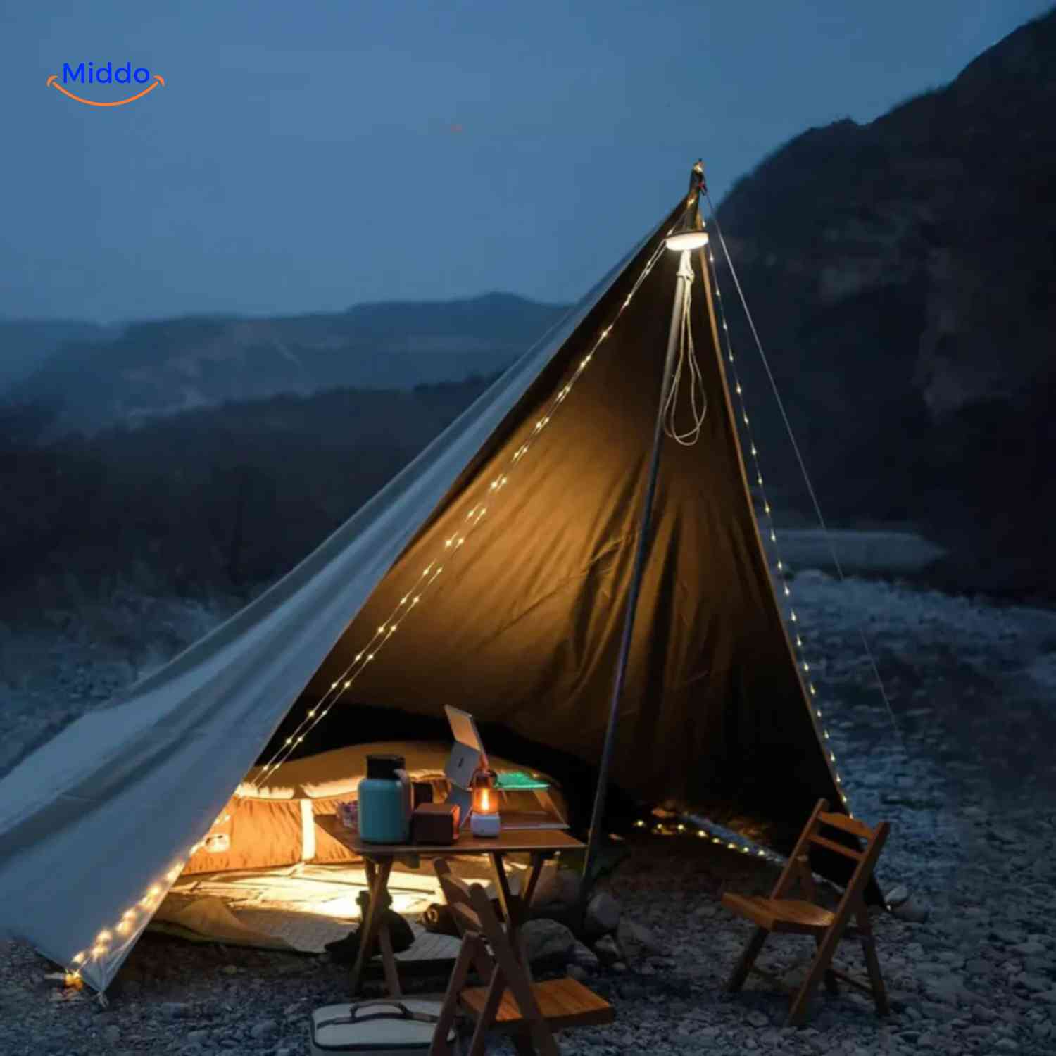 glowmate Lampe mit LED-Strip und Funktionsbildern www.middo.nl