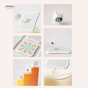 Gobango Spielcomputer – Interaktives LED-Matrix-Board mit bunten Mustern und Roboter. Besuchen Sie uns auf www.middo.de
