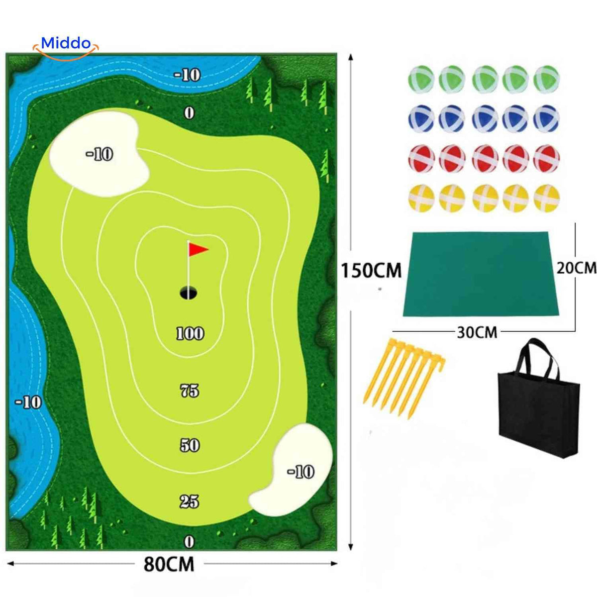 Golfease Golfspiel Zielmatte mit Zubehörset - www.middo.de