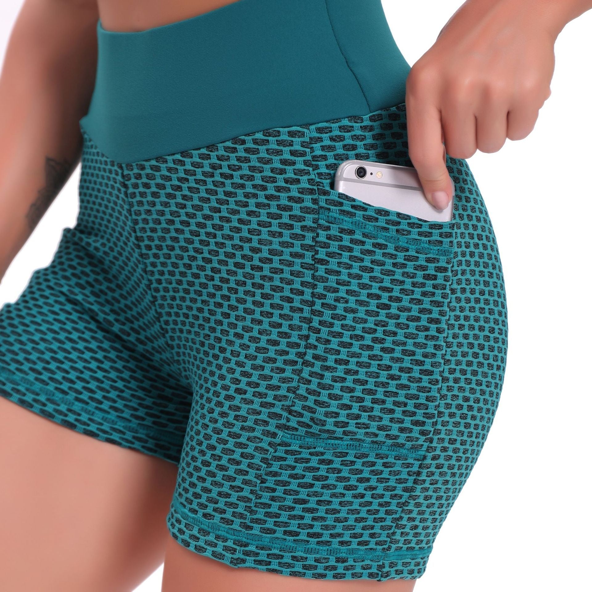 FlexFit™ | Atemberaubende Hohe Taille Jacquard Yoga Shorts für Damen, Hebend & Komfortabel