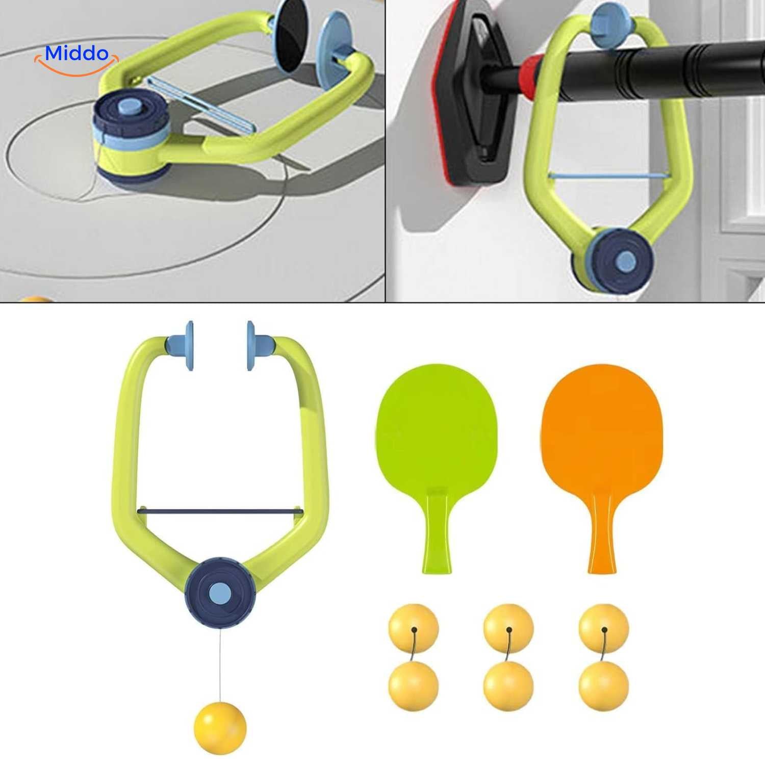 Hangingbounce Trainer auf hoher Plattform mit zwei Schlägern www.middo.nl