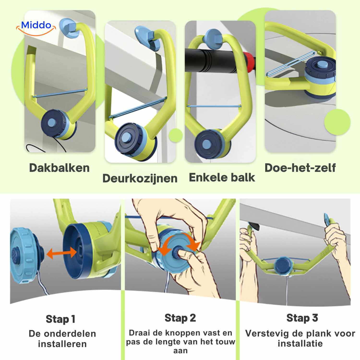 Hangingbounce Trainer-Set mit Tischtennisschlägern und Ball www.middo.nl