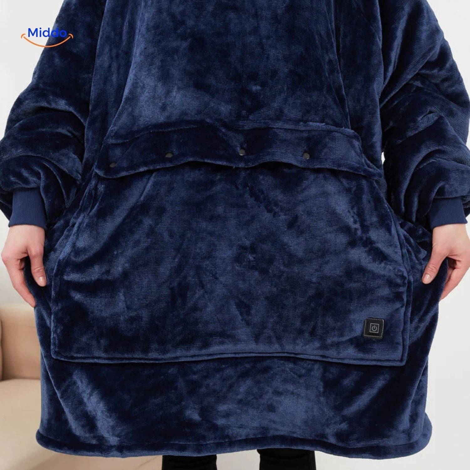 heatcozy plus blauer Hoodie mit zusätzlichem Stauraum middo