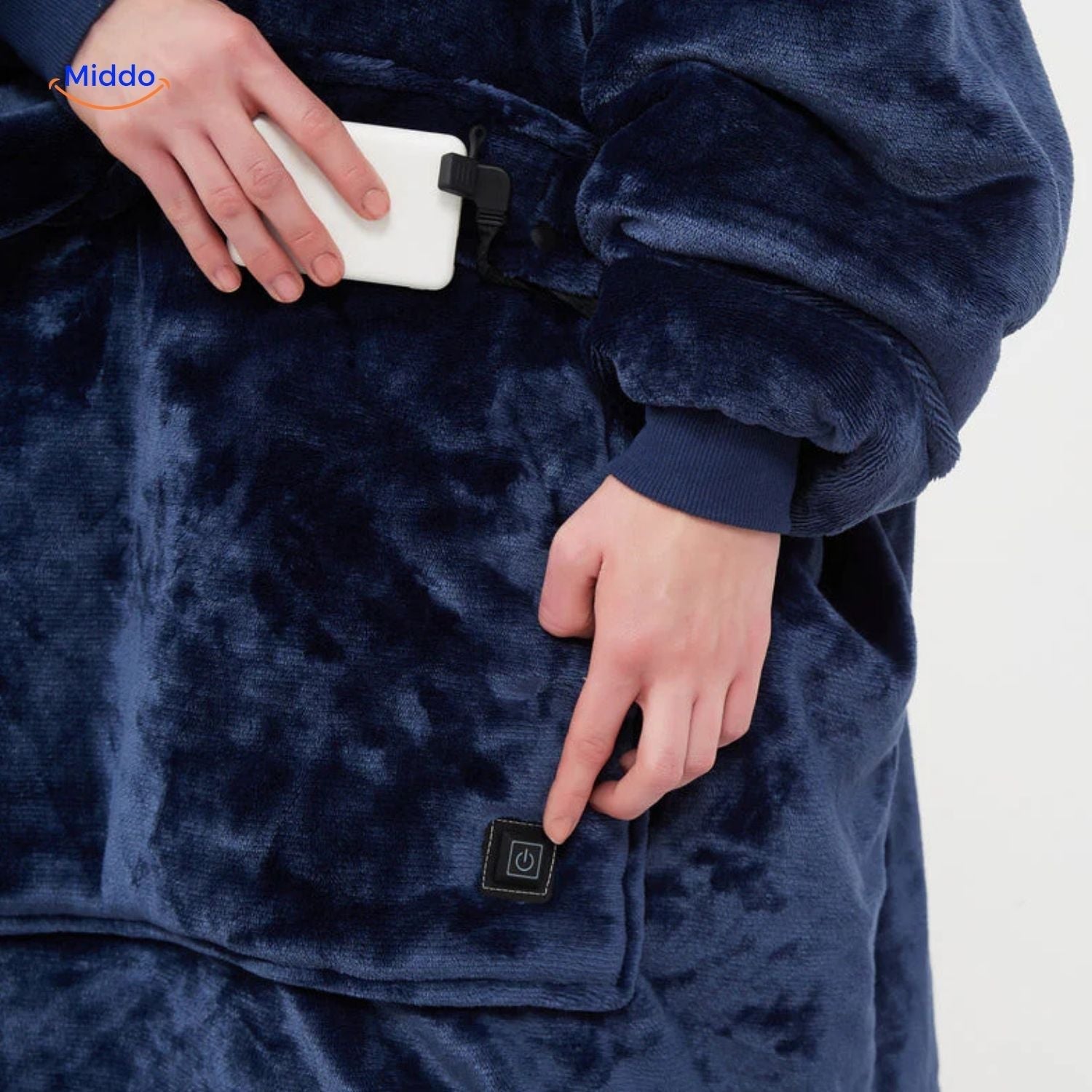 heatcozy plus blauer Plüsch mit Bedienungsknopf Middo