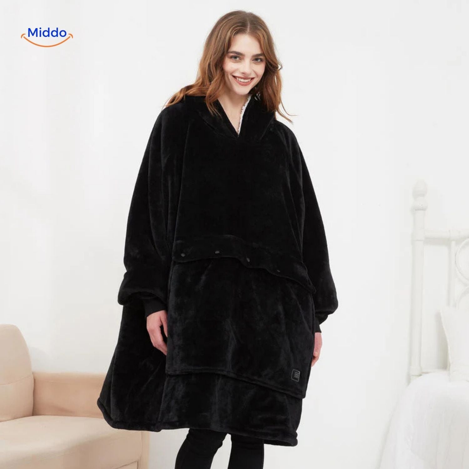 heatcozy plus schwarze Hoodie mit stilvollem Schnitt middo