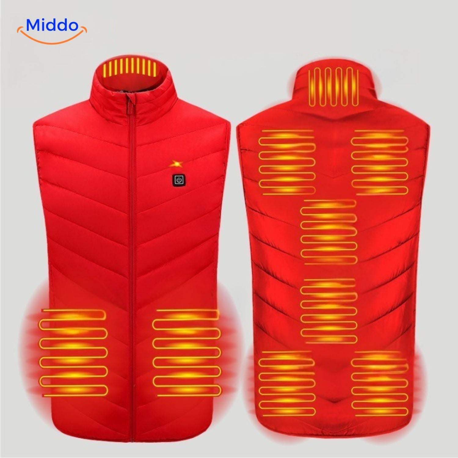 heatguard beheizte Steppweste 10 Wärmezone rot middo.nl