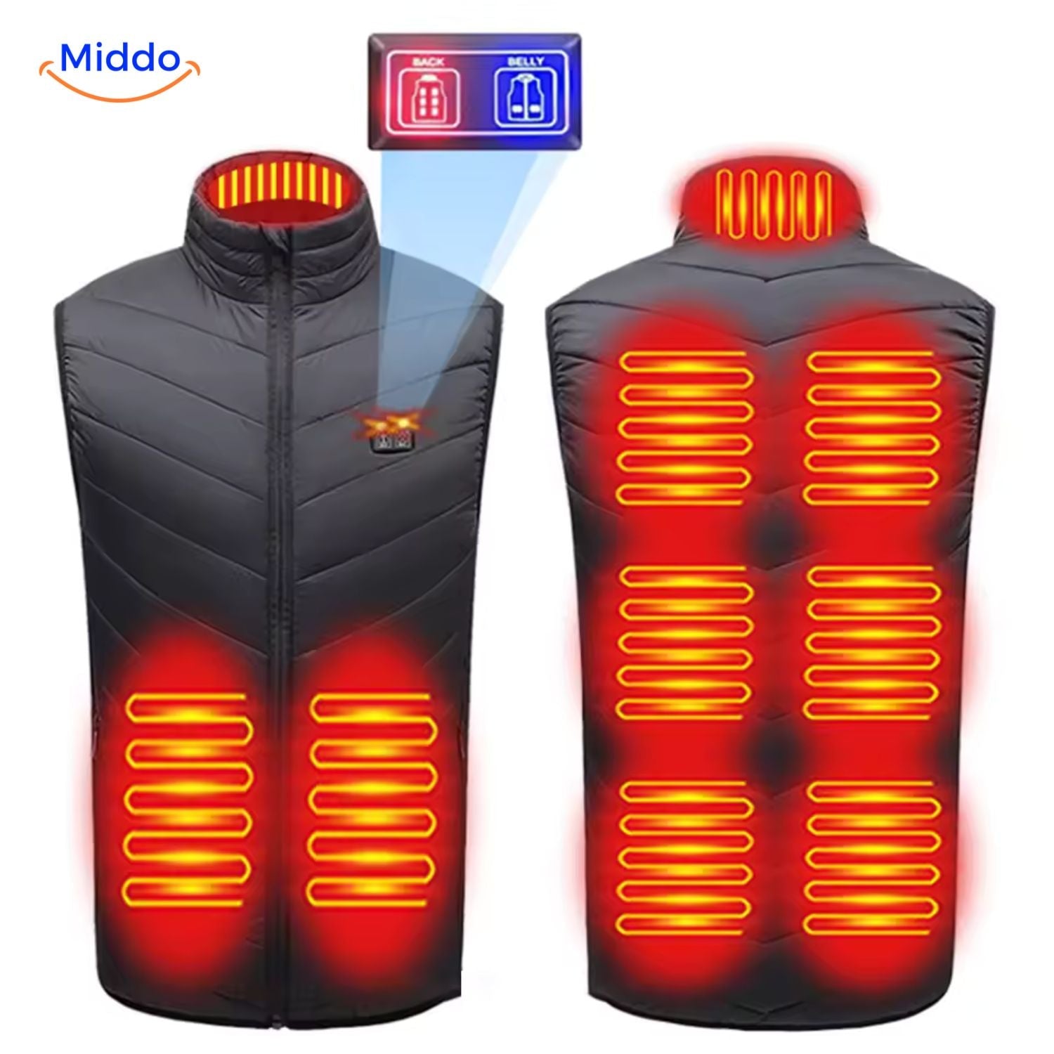 heatguard beheizte Weste 4 Wärmezentren middo.nl