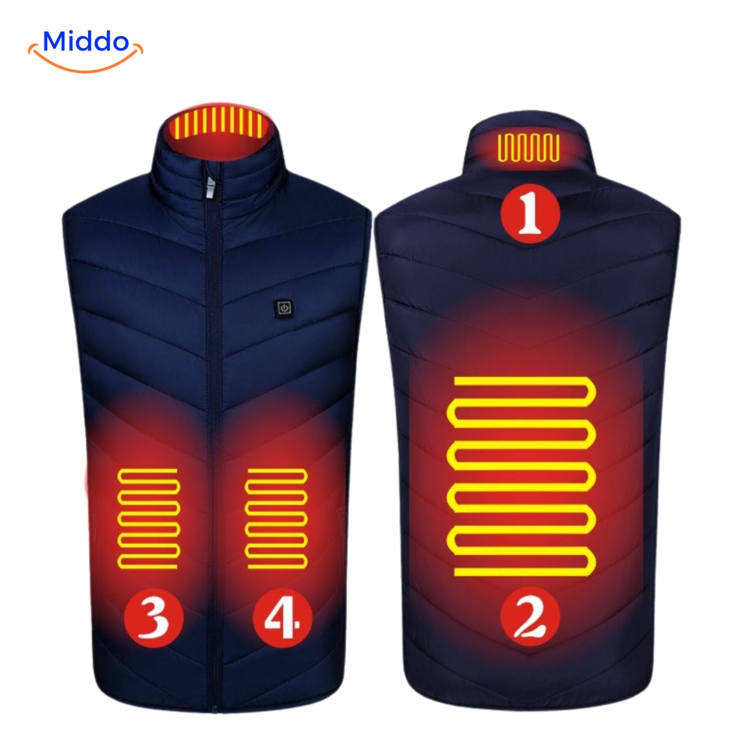 heatguard beheizte Bodywarmer 4 Wärmezonen rot middo.nl