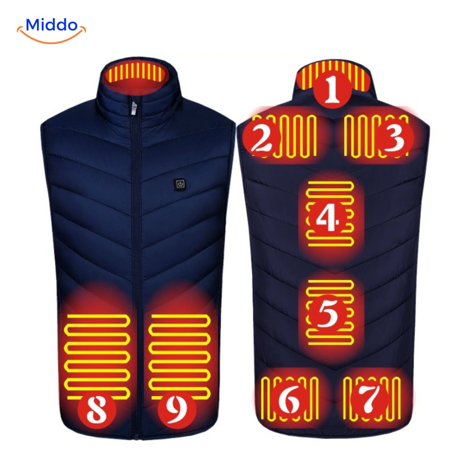 heatguard beheizte Weste 8 Warmzonen blau middo.nl