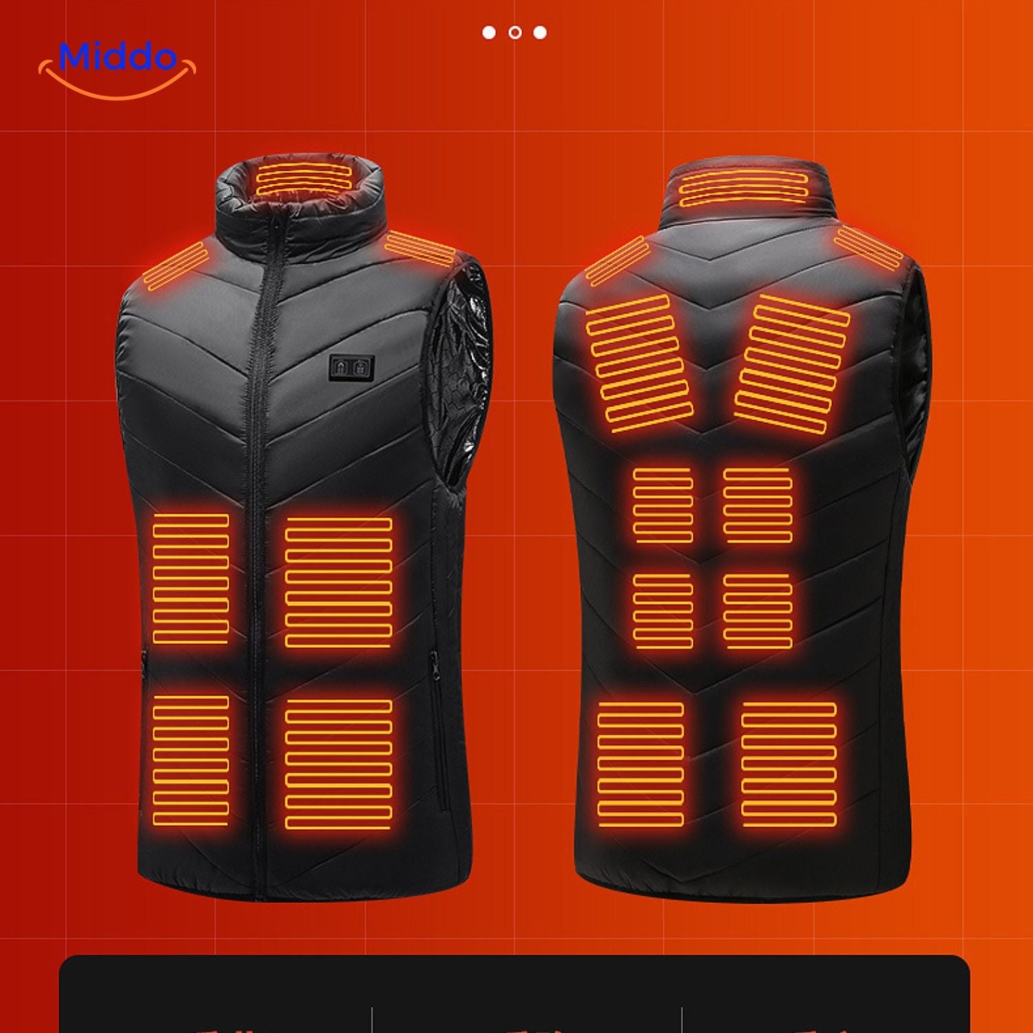 heatguard beheizte Weste blau mit Wärmezonenen middo.nl