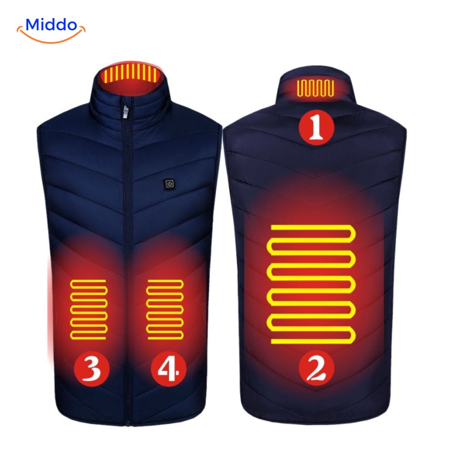 heatguard beheizte Weste mit orangefarbenem Leuchten middo.nl