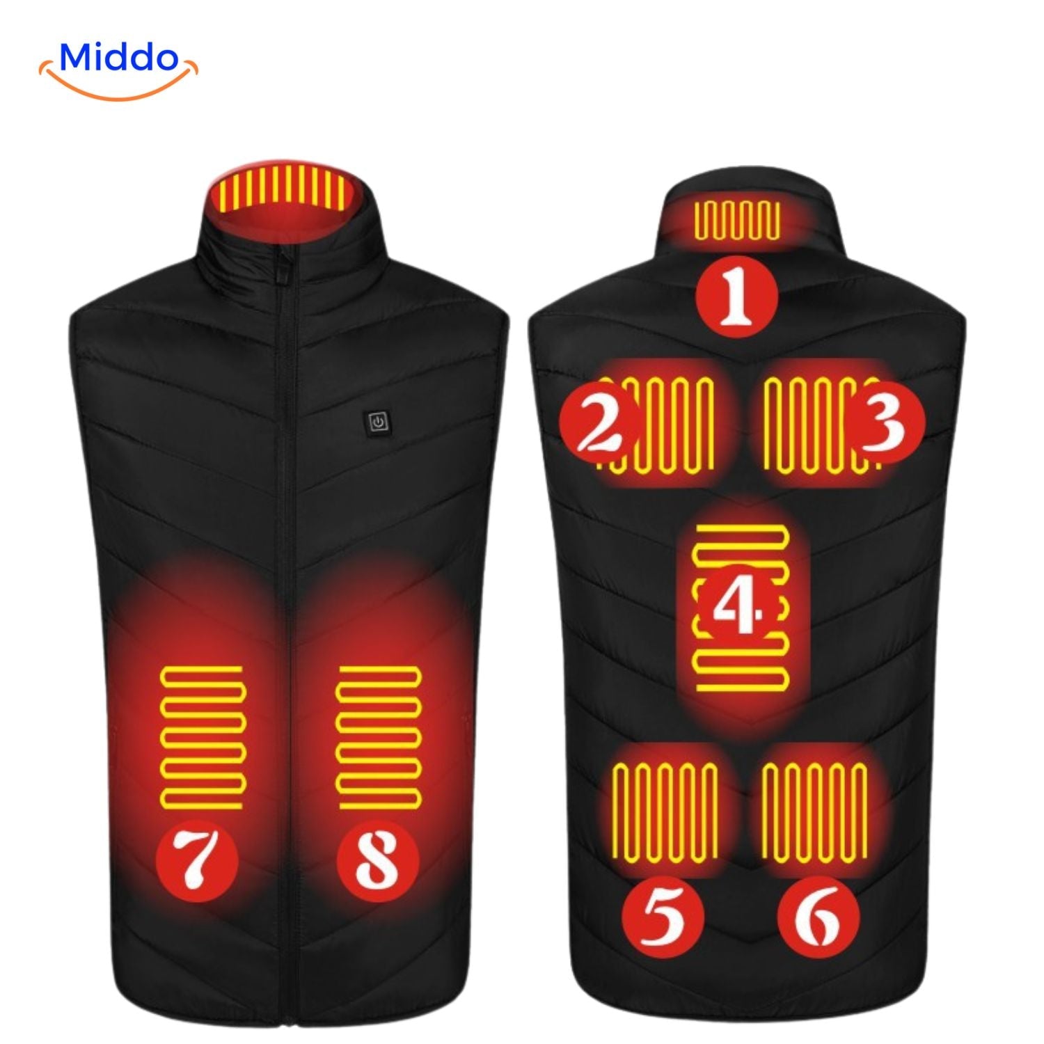 heatguard beheizte Bodywarmer Warmtezones Rot middo.nl