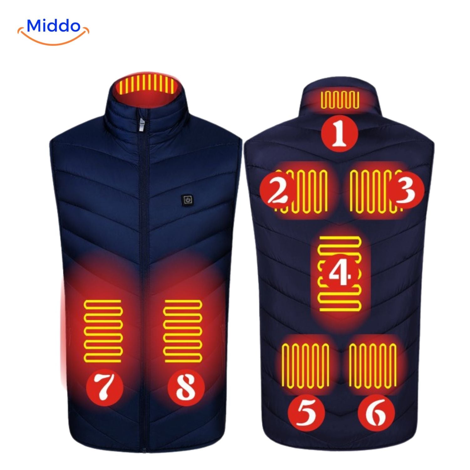 heatguard verwarmde bodywarmer warmtezones rood middo.nl