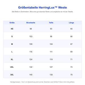Größentabelle HerringLux Weste