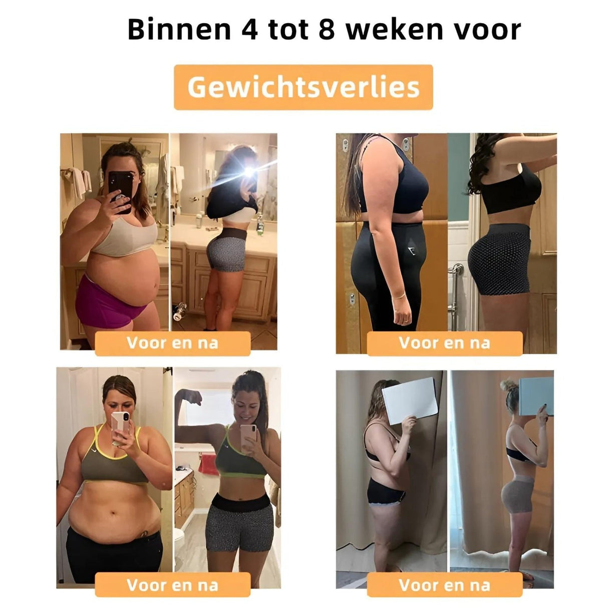 Gewichtsverlustfortschritt in 4 bis 8 Wochen mit Ice Silk™ Shaping Shorts