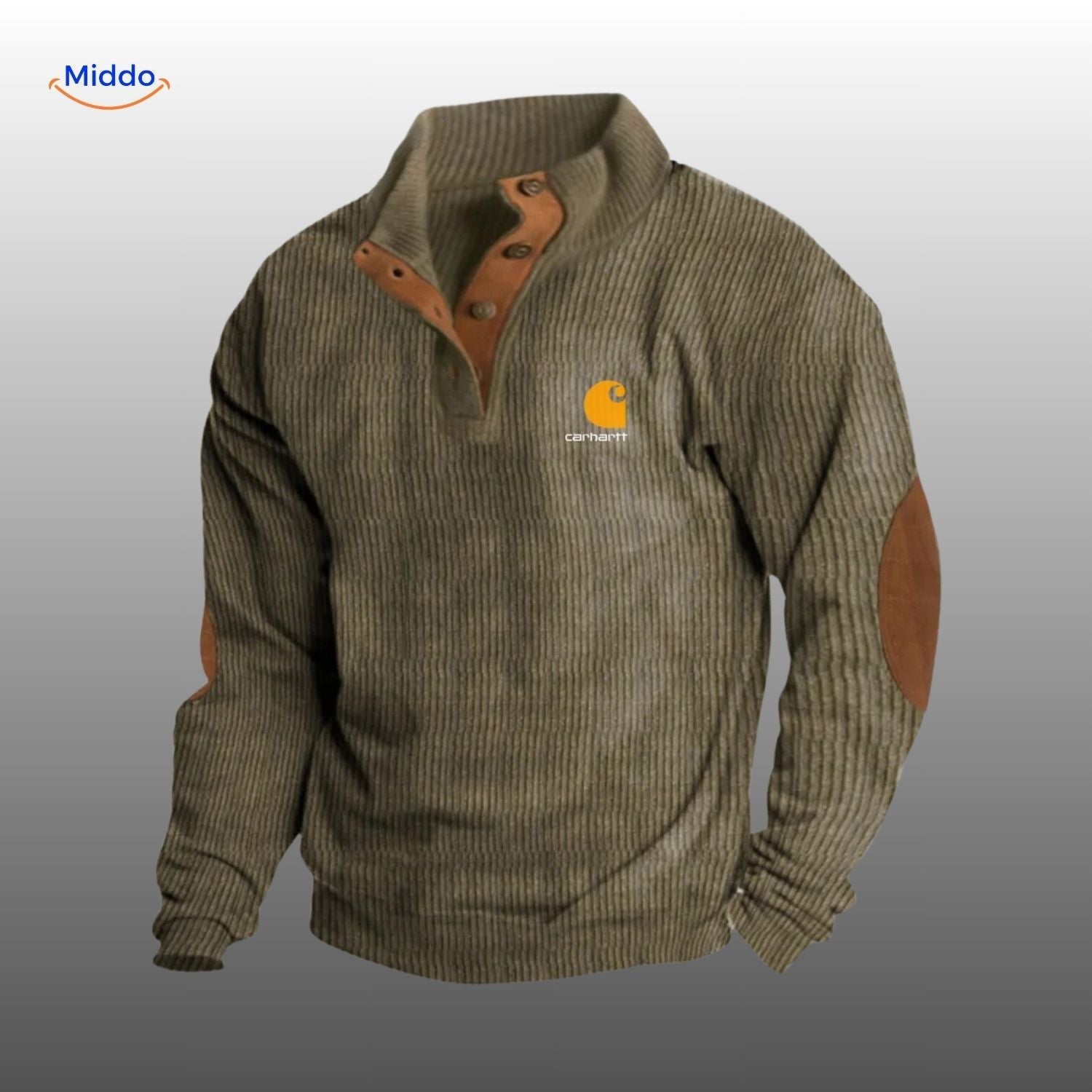 indie wear Cordhosenpullover dunkeloliv mit braunen Akzenten www.middo.nl