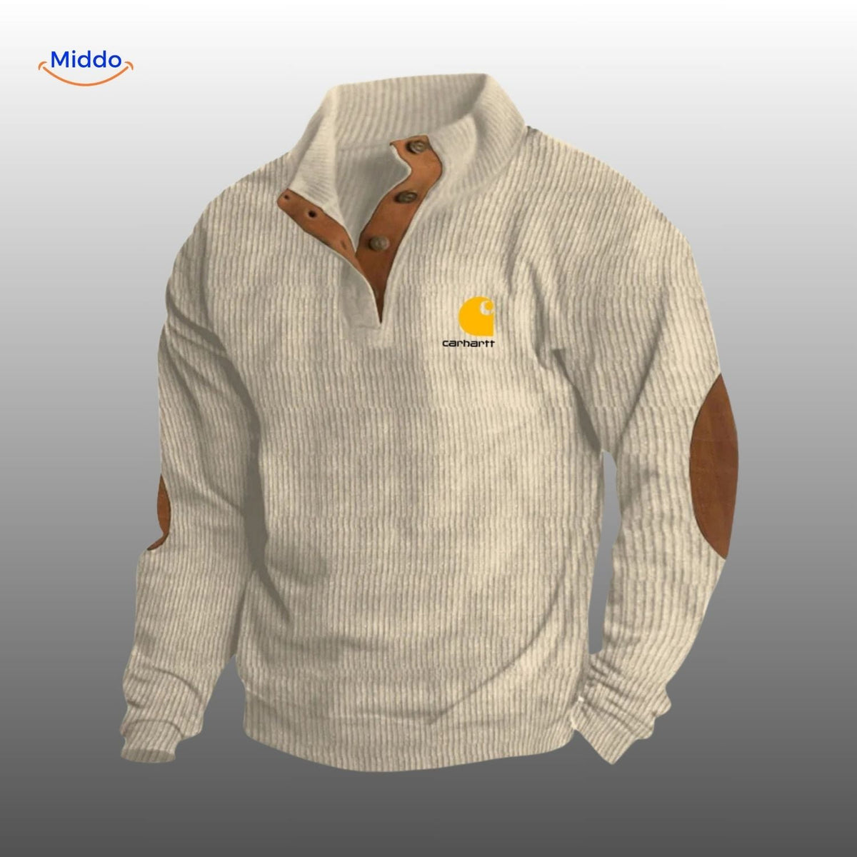 Indie Wear Corduroy Pullover hellgrau mit braunen Akzenten www.middo.de