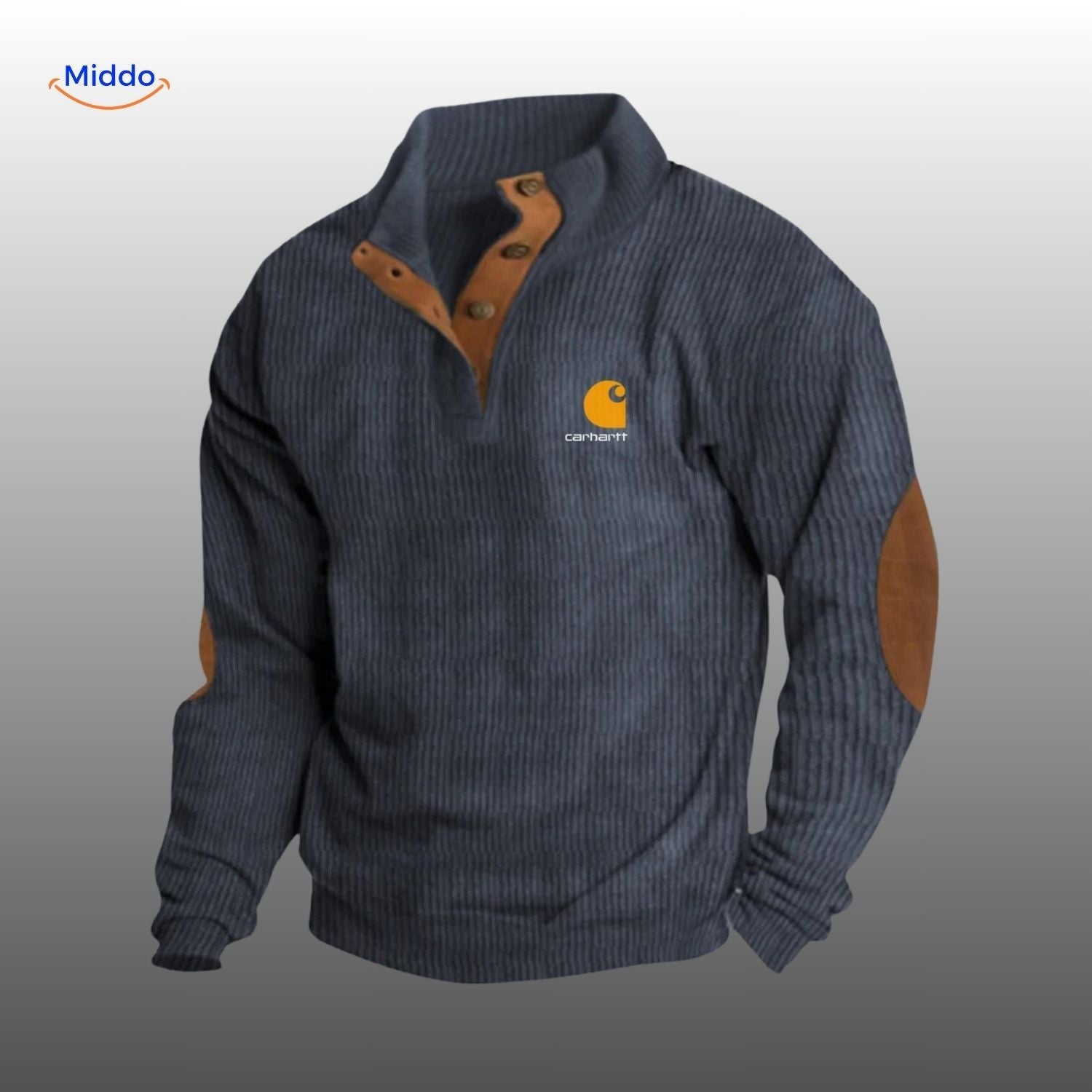 indie wear Cord Pullover dunkelblau mit braunen Akzenten www.middo.de