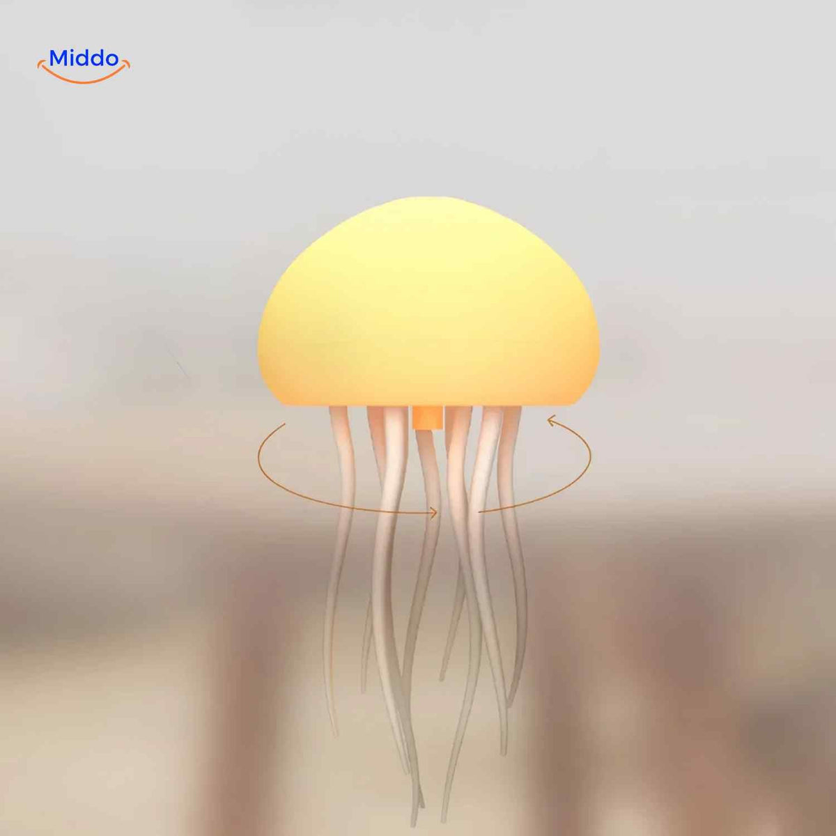 jellyglow lampe gelb leuchtende qualle mit drehender lichtfunktion www.middo.de