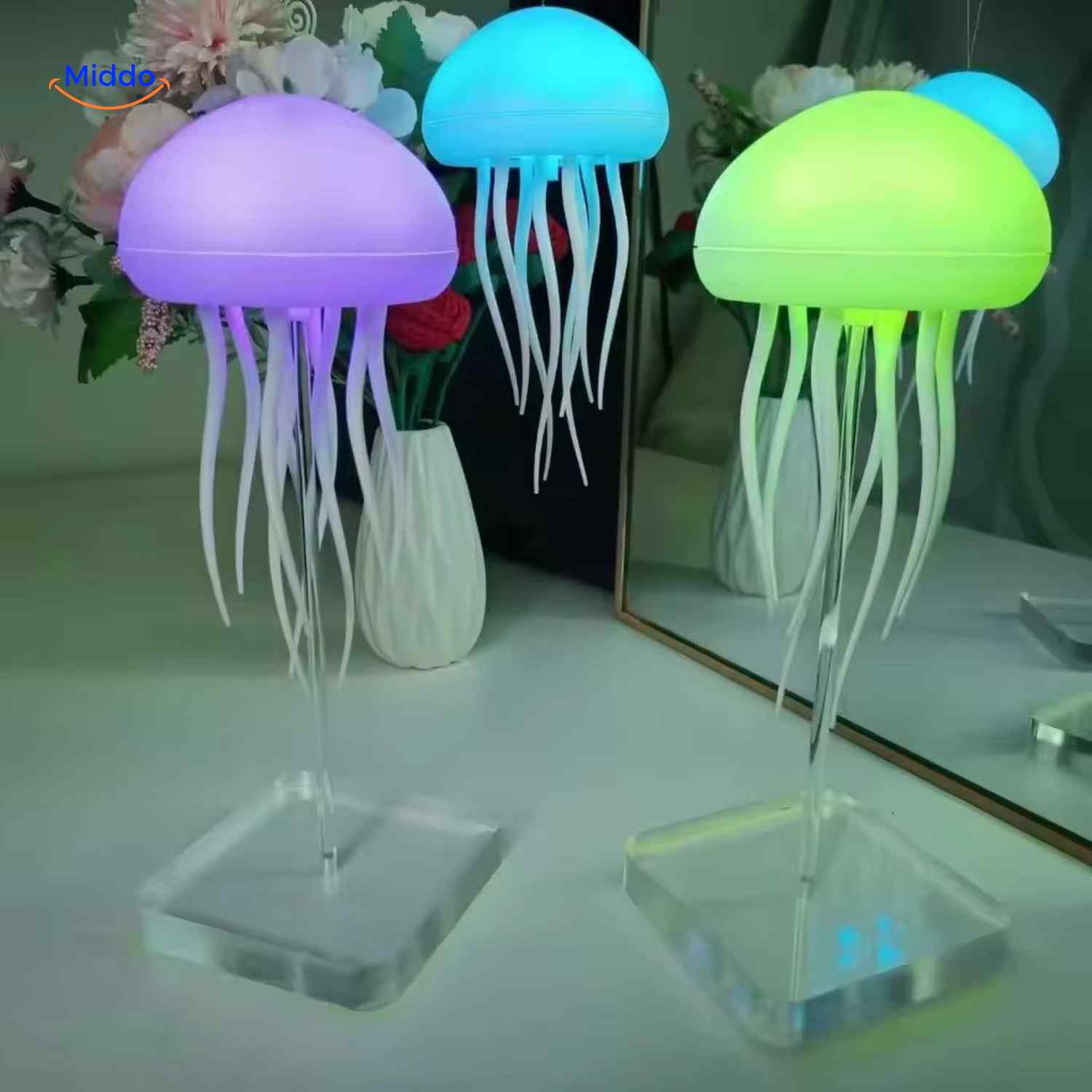 jellyglow Lampe Kwallampe für Schlafzimmer mit LED-Beleuchtung www.middo.de
