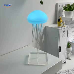 jellyglow lampe lila quallen nachttischlampe auf dem schreibtisch