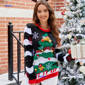 Jingle Knit Pullover weiße Weihnachten und Schneeflocke www.middo.de