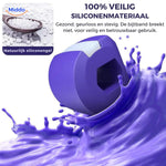 Blauer KaakMaster Pro Kinntrainer aus Silikonmaterial zur Gesichtstraffung.