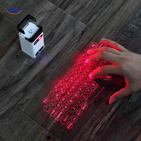 keybeam Tastatur Laserprojektion auf Tisch mit Handbenutzung