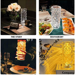 Luxe Kristall Tischlampe, die eine romantische Atmosphäre schafft.