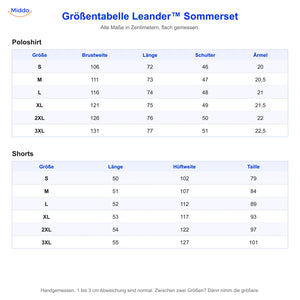 Größentabelle Leander Sommerset