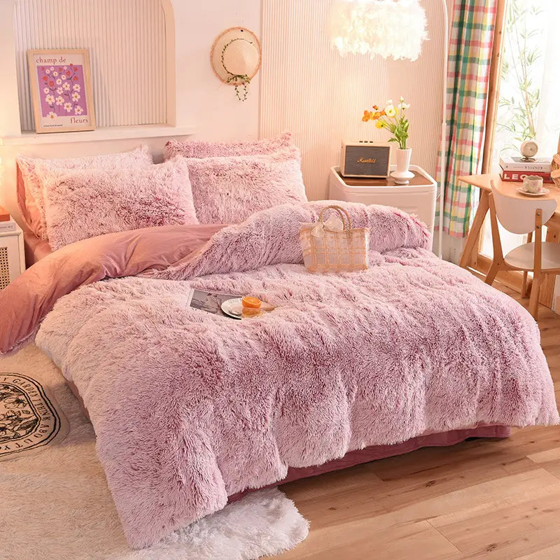 Teddy Fluffy Fleece-Bettwäsche in Flieder