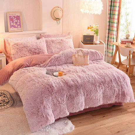 Teddy Fluffy Fleece-Bettwäsche in Flieder