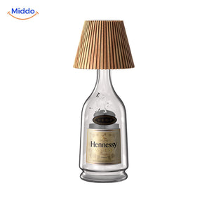 lumavino lampe mit holzkopf tischlampe für getränkeflaschen