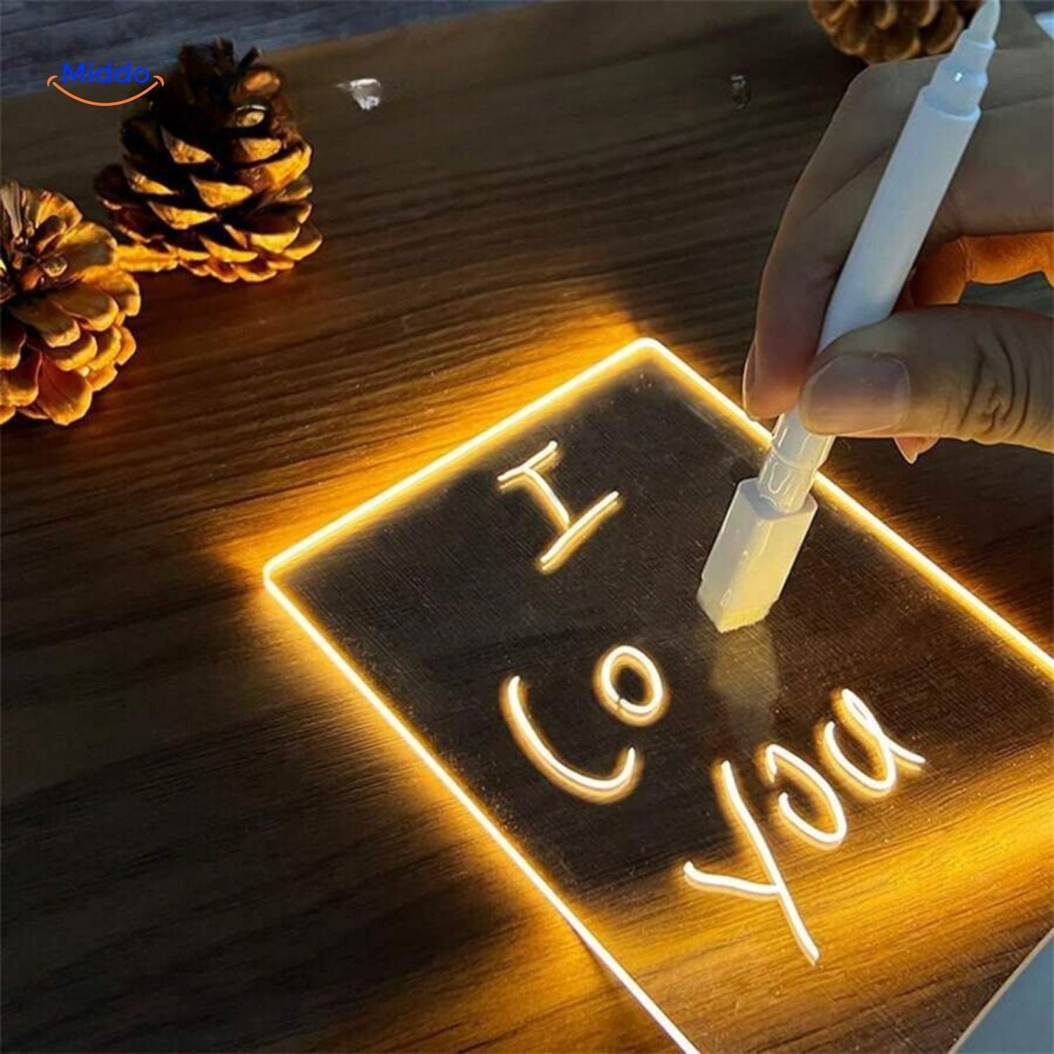 luminote Schreibtischlampe Textschreiben auf beleuchtetem Panel middo.nl